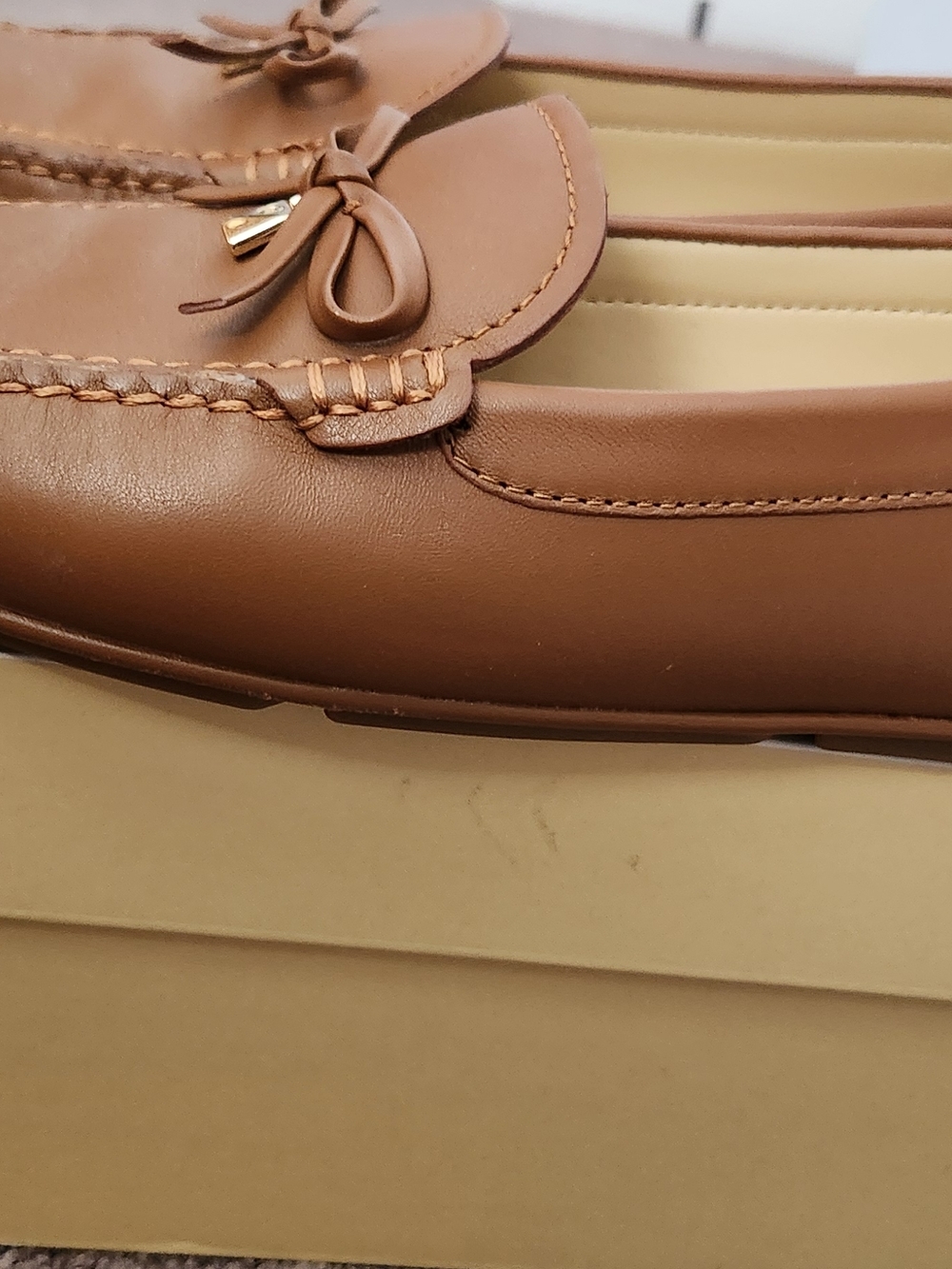 Michael Kors Tan Bow-Accent Leather Loafers - Picture 5 of 8